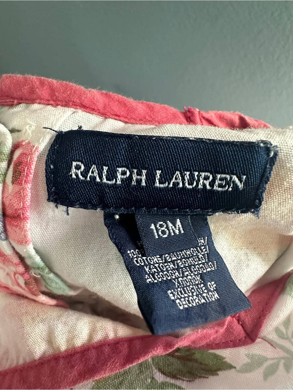 18M Ralph Lauren Floral Sundress with Pink Trim